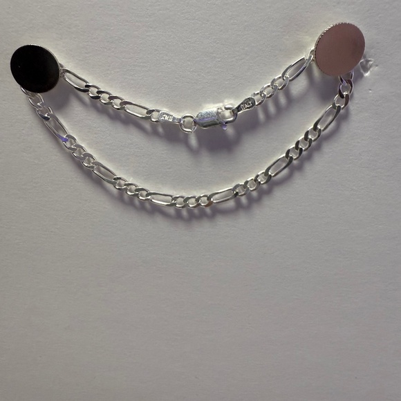 Sterling Silver (925 Italy) Figaro Bracelet 7" - Picture 1 of 3